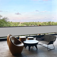 1 x RAW Customer Returns HENG FENG balcony privacy screen 100x500cm PES, weatherproof balcony cladding with wind protection and sun protection, light grey - RRP €25.56