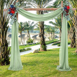 1 x RAW Customer Returns Wedding Arch Sheer Drapery Backdrop, 600x75cm Voile Curtain Chiffon Drapery Fabric, Tulle Fabric Curtains Arbor Drapery for Wedding Ceremony Reception Party Ceiling Decor, Sage Green, 1 Panel - RRP €21.41