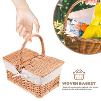 1 x RAW Customer Returns HEMOTON Wicker Picnic Basket with Liner and Lid, Rustic Food Basket, Vegetable Basket, Camping, Party Food and BBQ - RRP €46.96