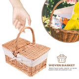 1 x RAW Customer Returns HEMOTON Wicker Picnic Basket with Liner and Lid, Rustic Food Basket, Vegetable Basket, Camping, Party Food and BBQ - RRP €46.96