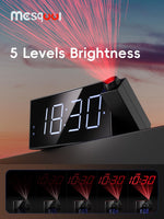 1 x RAW Customer Returns Projection Alarm Clock for Bedroom, Digital Alarm Clock with Large 7 LED Display, Dimmer, 180 Projector, USB Charger, 12 24 H, DST, Snooze, Battery Backup, Desk Wall Ceiling Clock for Older Kids - RRP €27.53