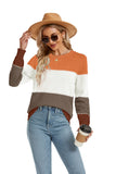 1 x RAW Customer Returns Women s Pullover Elegant Warm Long Sleeve Autumn Winter Knitted Sweatshirt Striped Crew Neck Jumper Thick Knitted Jumper Tops Khaki, L - RRP €20.16