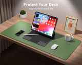 1 x RAW Customer Returns Aothia desk pad, mouse pad, office desk mat, non-slip PU leather desk mat, waterproof desk pad for office and home 80cmx40cm, olive green  - RRP €13.25