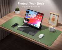 1 x RAW Customer Returns Aothia desk pad, mouse pad, office desk mat, non-slip PU leather desk mat, waterproof desk pad for office and home 91cmx43cm, olive green  - RRP €21.13