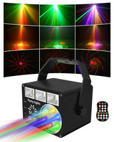 1 x RAW Customer Returns Vicalo disco light party light with remote control, music-controlled disco light with strobe, LED light DJ projector party light for KTV, stage, pubs, wedding, family reunion, club, holidays - RRP €45.24