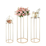 1 x RAW Customer Returns LANLONG Wedding Flower Stand with Metal Plate, 3 Pack Gold Cylinder Vases Wedding Centerpieces for Tables, 60cm 80cm 100cm Tall Iron Vases Pedestal Stand Set for Party Reception, - RRP €89.51