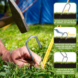 1 x RAW Customer Returns Graxury 30cm Heavy Duty Trampoline Tent Anchor Ground Nails - Galvanized Steel Rustproof J-Hook Rebar Stakes Fit for Trampolines, Camping, Garden Sheds, Swings with Chisel Tip End 10 Pack  - RRP €20.16