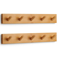 1 x RAW Customer Returns LARHN wooden coat hooks 2 pieces - wooden coat rack with 5 hooks - 43 cm - wall coat hooks - wall coat rack for hallways, cloakrooms, bedrooms and bathrooms - RRP €23.27