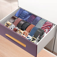 1 x RAW Customer Returns Acrylic Belt Organizer, ToyaJeco 7 Compartments Belt Storage Holder for Closet Drawer, Clear Belt Box Container Display Case with Display Stand for Tie Bow Tie Jewelry Watch 7 Grids  - RRP €34.21