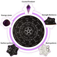 1 x RAW Customer Returns Star Pendulum Board Wooden Wishing Board Set Includes Crystal Wishing Pendulum Necklace, 8 Chakra Stones, Round Pendulum Board Dowsing Rod Metaphysical Message Board for Witchcraft Supplies - RRP €20.58