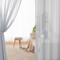 1 x RAW Customer Returns MIULEE Sheer Voile Curtain with Eyelets Transparent Look Curtain Eyelet Curtain Eyelet Curtain Transparent Window Curtain for Bedroom Living Room Baby Room 140 x 145 cm W x H Set of 2 Grey - RRP €22.49