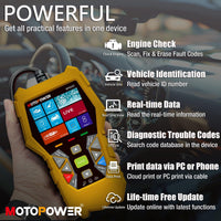 1 x RAW Customer Returns MOTOPOWER MP69040 Car OBD2 Scanner Code Reader Engine Error Code Reader Scanner CAN Diagnostic Tool for all OBD II Protocol Cars, Yellow - RRP €60.91