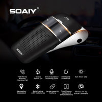 1 x RAW Customer Returns SOAIY S32 Car Bluetooth V5.0 Handsfree Car Kit for Sun Visor Automatic shutdown and activation possible Music GPS support with German voice output - RRP €34.22