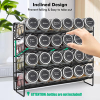 4 x RAW Customer Returns Semlos Spice Organizer, Spice Rack Organizer for Cabinets, Black Spice Jar Shelf Organizer with Hooks, Kitchen Organization for Worktop, Wall Mounted Spice Jars Not Included  - RRP €100.8