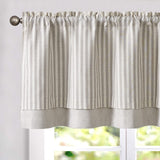 1 x RAW Customer Returns TOPICK Double-layered linen window curtain stripes kitchen curtain small window curtain opaque striped curtain blackout country house bistro curtain for dining room 1 piece 125 x 45 cm grey on beige - RRP €23.99