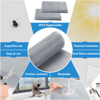 1 x RAW Customer Returns Fly screen for windows pack of 2 100 cm x 100 cm - insect protection with self-adhesive Velcro tape - fly net without drilling grey frame grey net  - RRP €21.82