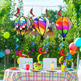 1 x RAW Customer Returns LUKDUNG 3pcs 130cm Hot Air Balloon Wind Spinner Rainbow Garden Pinwheels Swirl Wind Spinner Windmill Striped Rainbow Windsock Rotating Sequins Twister Hanging Yard Decoration - RRP €21.84