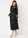 1 x RAW Customer Returns Ladeheid ladies terry bathrobe made of 100 cotton LA40-191 black-30 dark grey-12, S  - RRP €34.8