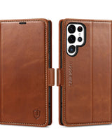 1 x RAW Customer Returns SHIELDON case for Galaxy S24 Ultra 5G, flip case genuine leather card slot RFID blocker stand shockproof TPU inner case mobile phone case compatible with Galaxy S24 Ultra 2024 6.8 - retro brown - RRP €30.99