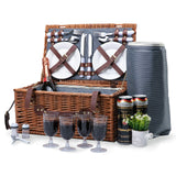 1 x RAW Customer Returns Wicker Picnic Basket for 4 Persons with Insulated Cooler Compartment and Waterproof Blanket Willow Hamper Cutlery Service Set Large Wicker Picnic Basket Sets for Outdoor Camping Brown  - RRP €76.99