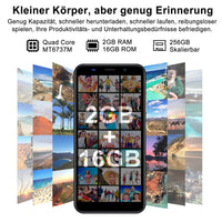 1 x RAW Customer Returns XGODY Smartphone Cheap X17, mobile phone without contract with 3390mAh, Android 10, 5.5 display, 2GB RAM, 16GB ROM expandable to 256GB , 4G Dual-SIM, triple card slots, Face ID, GPS black  - RRP €67.45