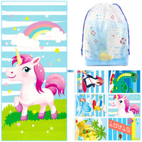 1 x Brand New DBPBToU Microfiber Beach Towel, Microfiber Bath Towel 150 x 70cm, Bath Towel Children Boys Girls, Lightweight Beach Towel Suitable for Beach, Camping, Pool, Washing Up Rainbow Pony  - RRP €15.99