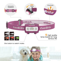 1 x RAW Customer Returns EverBrite LED headlamp 2 pieces pink with red light green light, pink children s head lamp with 5 light modes, Christmas gifts party favors for children for camping, outdoors, Christmas with 6 AAA batteries  - RRP €17.7