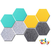 1 x RAW Customer Returns HyFanStr 8 Pieces Felt Hexagonal Pin Board, Self-Adhesive DIY Memo Board with 16 Pieces Pushpins, Colorful Bulletin Board Wall Decoration for Office, Kitchen - RRP €18.14