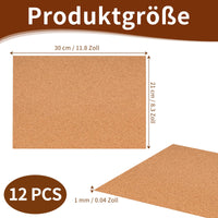 1 x RAW Customer Returns Pack of 12 cork boards self-adhesive 1 mm pressed cork boards self-adhesive 21 x 30 cm cork self-adhesive thick cork board DIY pin board cork self-adhesive cork boards for photo bulletin notes - RRP €15.42