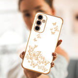 1 x RAW Customer Returns ZTOFERA Case for Samsung A15 5G 4G, Gold Plated Butterfly Pattern Case with Golden Edge, Flexible TPU Anti-Scratch Shockproof Protective Case for Samsung Galaxy A15 - White - RRP €10.99