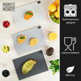 1 x RAW Customer Returns Moritz Moritz 3x plastic cutting board set - 32 x 22 cm - in a practical stand - large kitchen board - dishwasher safe and hygienic - RRP €30.24