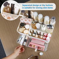 1 x RAW Customer Returns Greentainer Make-up organizer with drawers, cosmetic organizer with 8 compartments and 3 drawers for lipstick, brushes, lotions, large dressing table organizer box for bedroom, bathroom white  - RRP €29.99