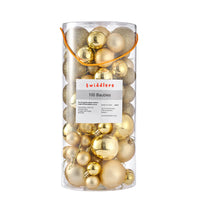 1 x RAW Customer Returns THE TWIDDLERS 100 Golden Christmas tree balls, Christmas balls in various sizes with matt glitter - Christmas tree decorations Christmas tree decoration - RRP €29.99