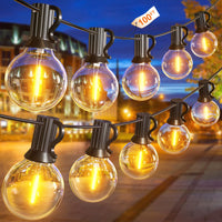 1 x RAW Customer Returns GLUROO LED fairy lights outdoor, 30M fairy lights light bulbs outside power with 50 2 G40 bulbs, waterproof fairy lights outdoor light bulbs warm white for garden, parties - RRP €55.99