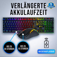 1 x RAW Customer Returns KLIM Thunder Wireless Gaming Keyboard and Mouse Combo - New 2023 - Wireless Backlit Keyboard with Long-lasting Integrated Battery 4800 DPI RGB Wireless Gaming Mouse for PC - RRP €49.97