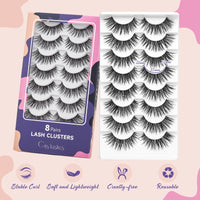 16 x Brand New 8 Pairs False Eyelashes, Crislashes Fluffy Volume Curly Cat-Eye Artificial Eyelashes Natural Look, Reusable Handmade Makeup Fake Eyelashes Weightless 02  - RRP €249.6