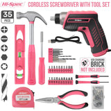 1 x RAW Customer Returns Hi-Spec 35-piece pink DIY tool set with rechargeable USB cordless screwdriver. For repairs and maintenance in a practical tool case - For women and girls - RRP €37.3