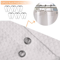 1 x RAW Customer Returns ZARCKER Waterproof Shower Curtain, 182x182CM, Waffle Bathtub Curtain with Impermeable Coating, Anti-Mold Fabric Textile Shower Curtain with 12 Shower Curtain Rings Washable - White - RRP €31.5