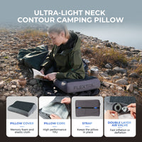 1 x RAW Customer Returns FLEXTAILGEAR Portable Inflatable Camping Cushion, Lightweight and Ergonomic Inflatable Cushion, Foldable Pillow for Outdoor, Hiking, Camping, Travel Thickened Grey  - RRP €25.99