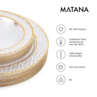 1 x RAW Customer Returns MATANA 40 transparent plastic plates with gold rim for weddings, birthdays, christenings, Christmas and parties, 2 sizes 20 x 26cm, 20 x 19cm - elegant, reusable and stable 2 sizes  - RRP €34.26