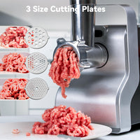 1 x RAW Customer Returns Electric Meat Grinder, Multifunction Electric Meat Grinder with Three Shapes of Cutting Cups, Meat Grinder with Sausage Filler, Shortbread Kebbe Attachment, 3 Stainless Steel Perforated Discs - RRP €119.99