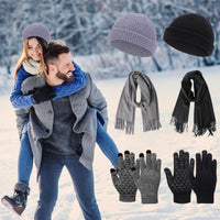 1 x Brand New Riomijun Hat Scarf Glove Sets for Men Women 6 Pieces Fashion Knitted Beanie Hats Touchscreen Gloves Warm Set for Cold Weather - RRP €27.6