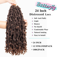 2 x Brand New 6 Packs Butterfly Locs 24 Inch Crochet Braids Synthetic Hair Pre Loops Soft Locs Goddess Hair Crochet Soft Butterfly locks crochet braids 24 inch Faux locs 12 strands pack - RRP €89.98