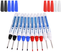 1 x RAW Customer Returns UNOLIGA deep hole marker, 10pcs drill hole marker, 30mm long hole marker, construction site marking pen, permanent marker for carpentry work, drill hole marking pen black, red, blue, white  - RRP €13.51