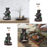 1 x RAW Customer Returns Ronlap Double Sided Mountain Waterfall Incense Burner, Resin River Tower Backflow Smoke Incense Fountain, with Upgraded 120 Incense Cones 30 Incense Sticks - RRP €20.83