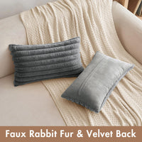 1 x RAW Customer Returns MIULEE Plush Velvet Cushion Cover Pillowcases Faux Fur Soft Modern Sofa Cushions Decorative Pillows Smooth Zipper Washable Decorative Pillow Cushion Cover for Living Room Bedroom Sofa Set of 2 30 x 50 cm Gray - RRP €16.99