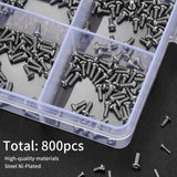 1 x RAW Customer Returns woshilaoDS 800 pieces micro screw set, mini screw set, M1 M1.2 M1.4 M1.6 M1.7 small screws self-tapping screws, tiny for repairing glasses, watches, laptops - RRP €8.15