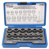 1 x RAW Customer Returns CCLIFE 15pcs 3 8 Cr-Mo special socket wrench insert left-hand extractor screw extractor nut socket nut remover 8-19mm Turbo nuts - RRP €31.08