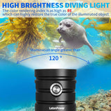 1 x RAW Customer Returns LetonPower Turbo S Pro diving light, 13000 lumen diving flashlight 100m underwater photo fill light, diving light with Type-C charging for professional underwater video light - RRP €189.99