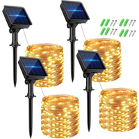 1 x RAW Customer Returns  4 Pack Outdoor Garden Lights, 10M 80LED Solar Outdoor String Lights, Solar Garden Lights 8 Modes Waterproof for Garden, Yard, Christmas, Wedding, Decoration Warm White  - RRP €19.99